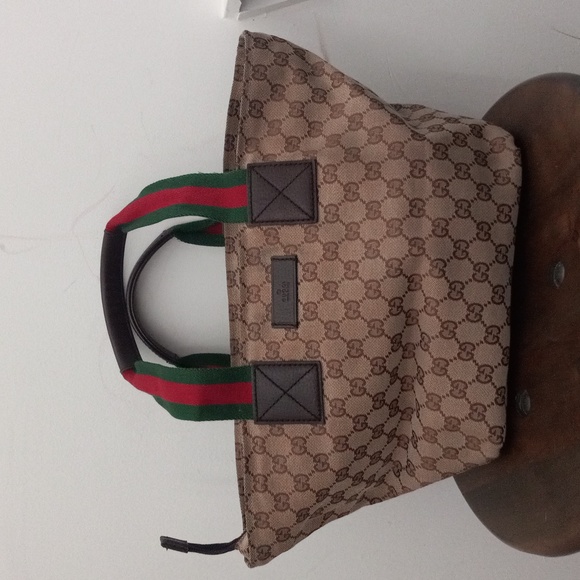 Authentic Gucci GG Monogram Supreme Sherry Web Satchel Tote Bag - Picture 2 of 11